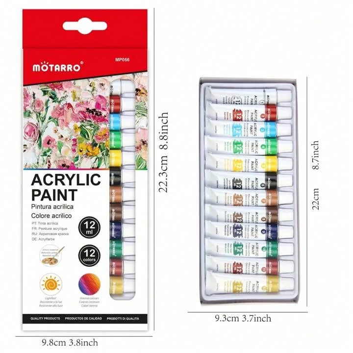 Peinture acrylique Motarro 12 tubes