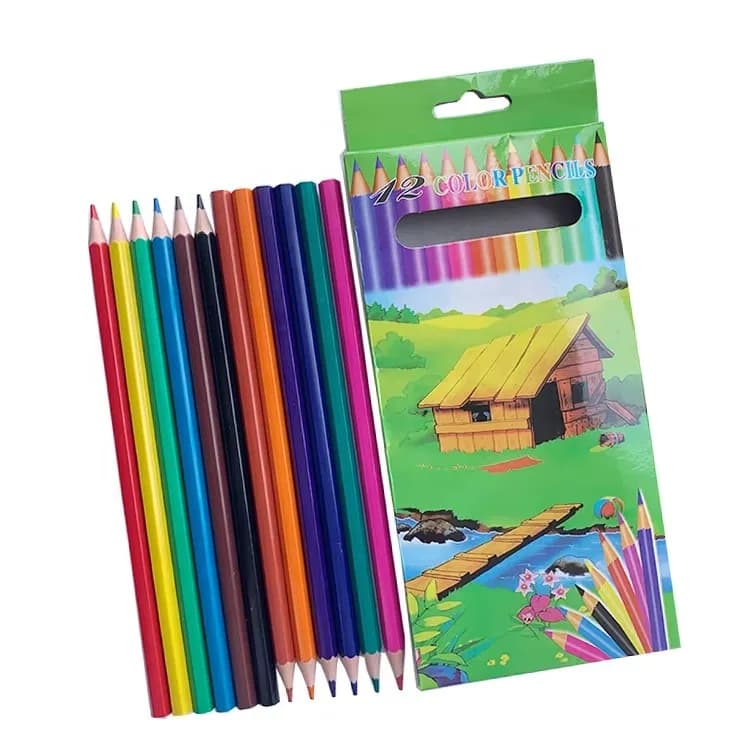 Crayons de couleur 12 motif paysage