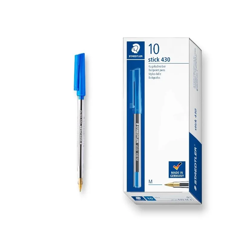 Stylos Staedtler Stick 430 boite de 10 bleu
