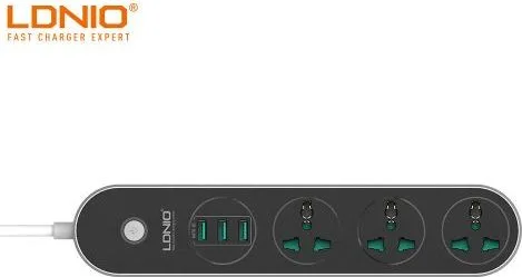 LDNIO SC3301 3 Prise De Courant Combo 3 Ports USB De Bureau Multiprise Avec 1.6m US/AU/EU/UK