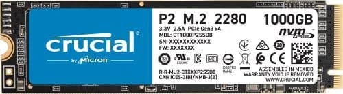 CRUCIAL SSD M2 1TB/ 1000GB P2 NVME M.2 SOLID STATE DRIVE